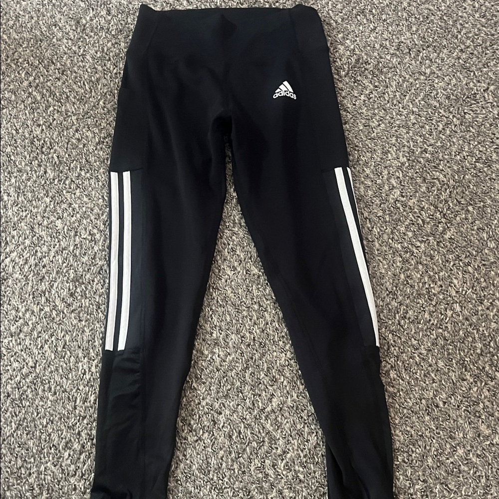 Adidas Kids Black and White Striped Leggings
